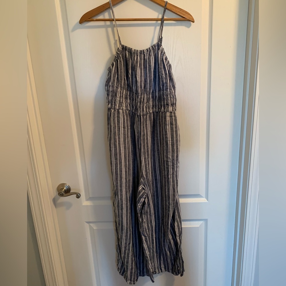 Old Navy Blue and White Striped Jumpsuit